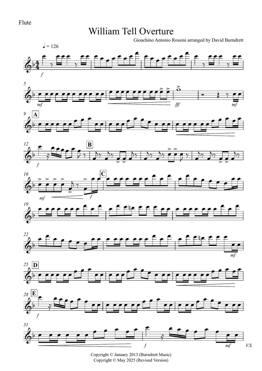 William Tell Overture for Flute and Horn Duet Woodwind Duet scores gallery preview page 5