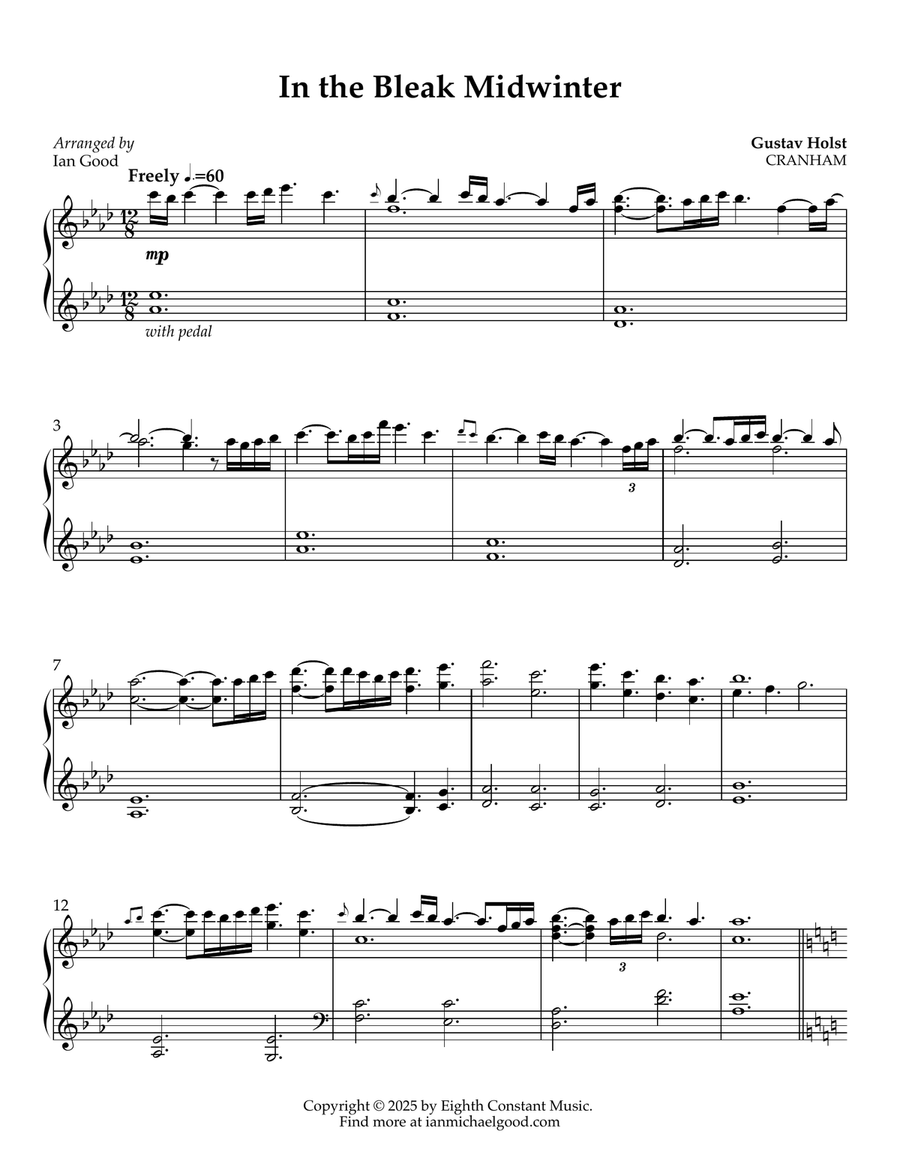 In the Bleak Midwinter (CRANHAM) - new age piano Piano Solo scores gallery preview page 1