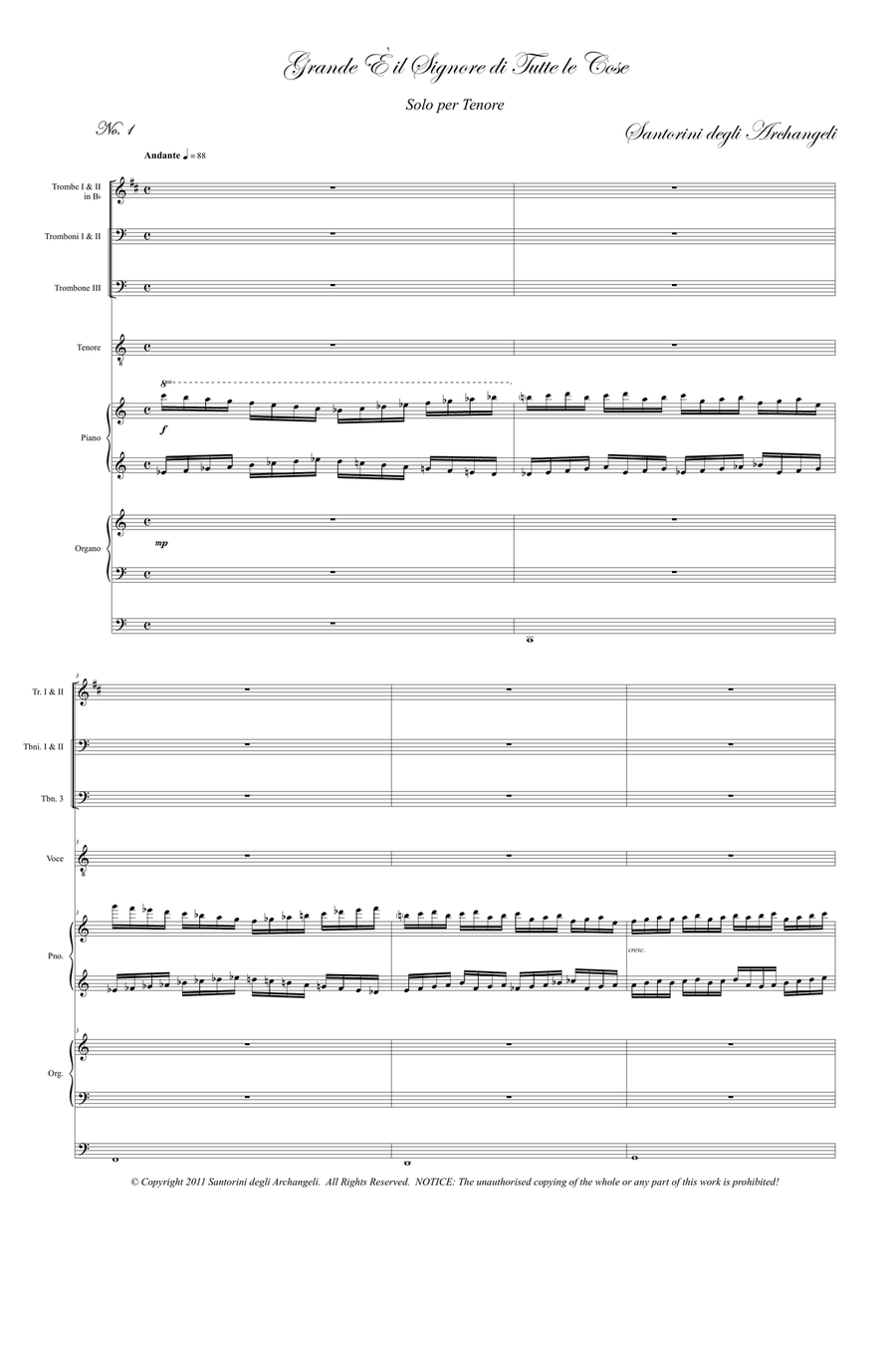 Che Tutti Gli Uomini Udire La Sua Voce!, Op. 3 - Score Only Large Ensemble scores gallery preview page 3