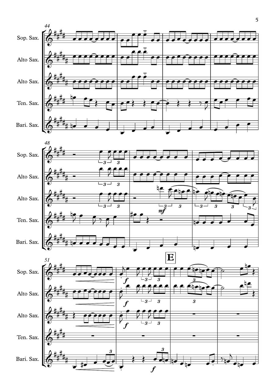 Crazy Little Thing Called Love Saxophone Quartet scores gallery preview page 5