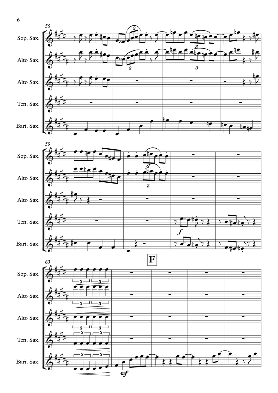 Crazy Little Thing Called Love Saxophone Quartet scores gallery preview page 6