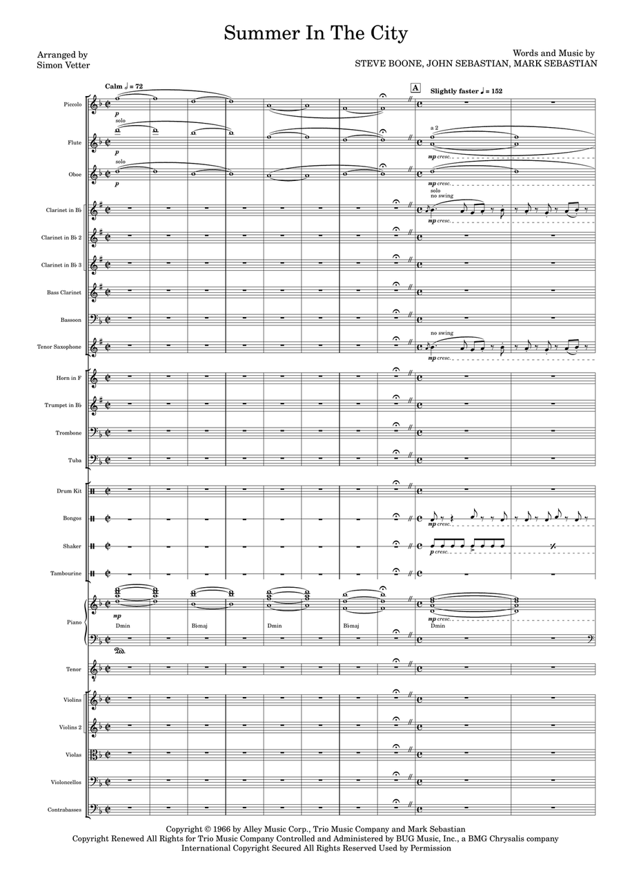 Summer In The City Summer In The City Full Orchestra scores gallery preview page 1
