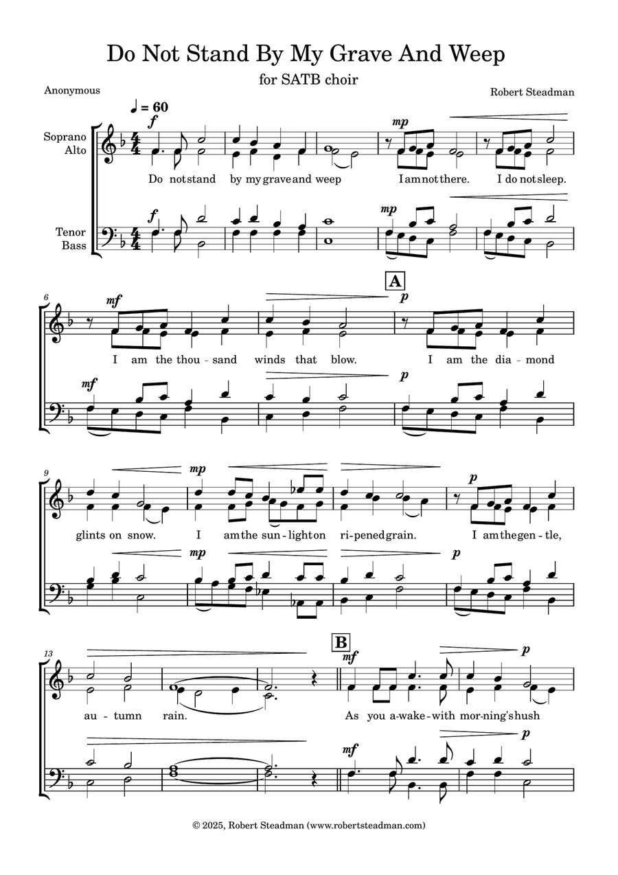 Do Not Stand By My Grave and Weep 4-Part scores gallery preview page 1