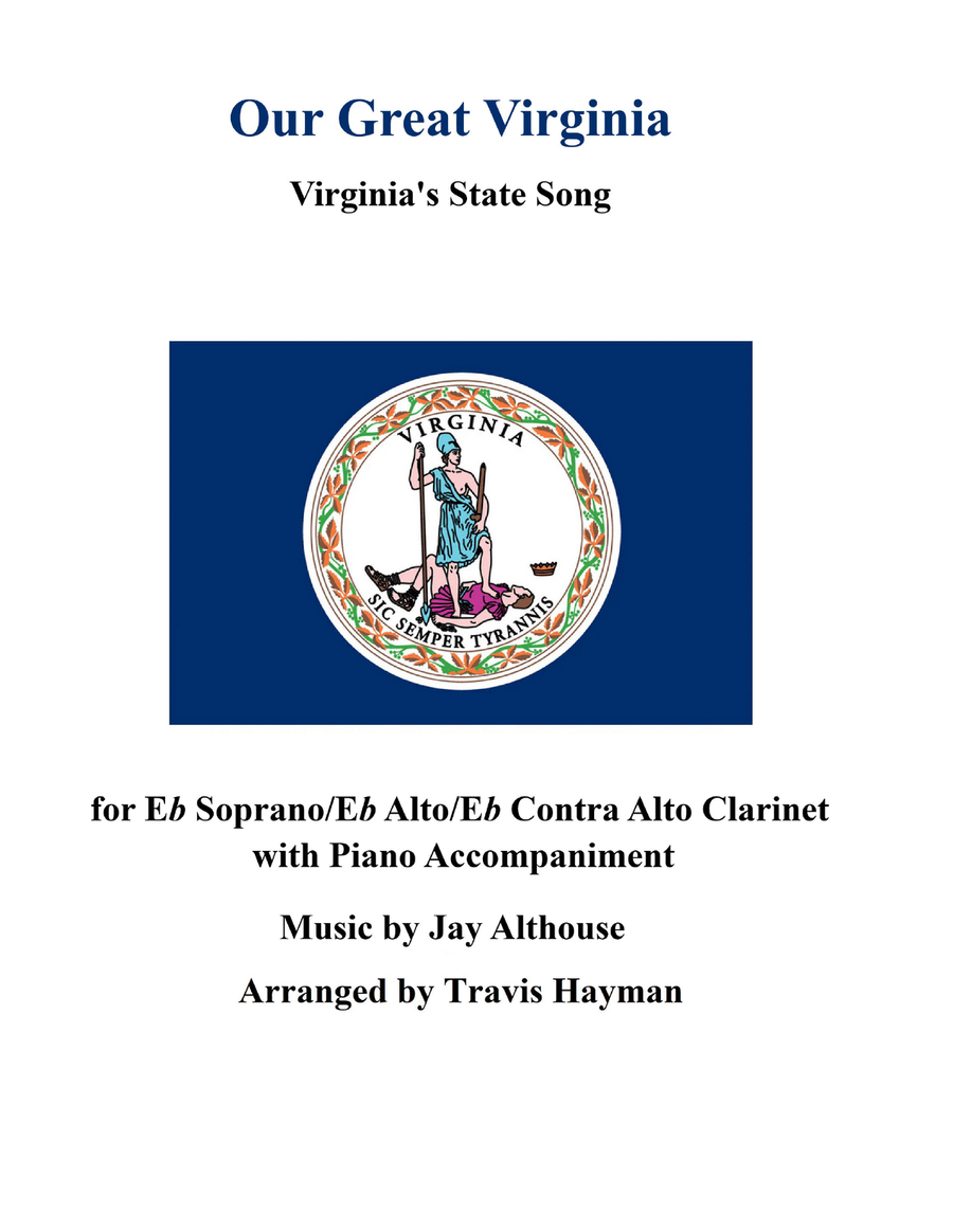 Our Great Virginia - for Eb Soprano/Eb Alto/Eb Contra Alto Clarinet with Piano Accompaniment E-Flat Clarinet scores gallery preview page 1