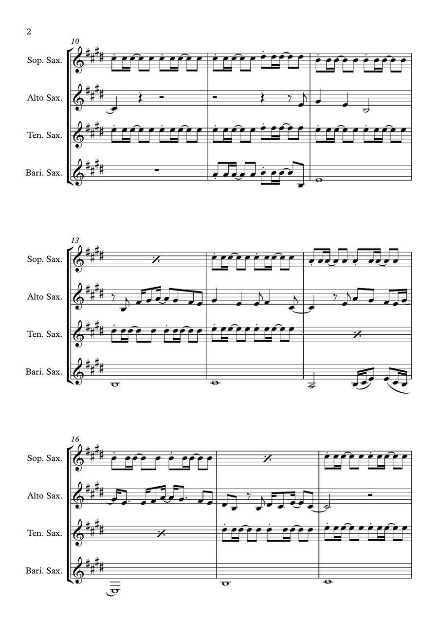 Hey, Soul Sister Hey, Soul Sister Saxophone Quartet scores gallery preview page 2