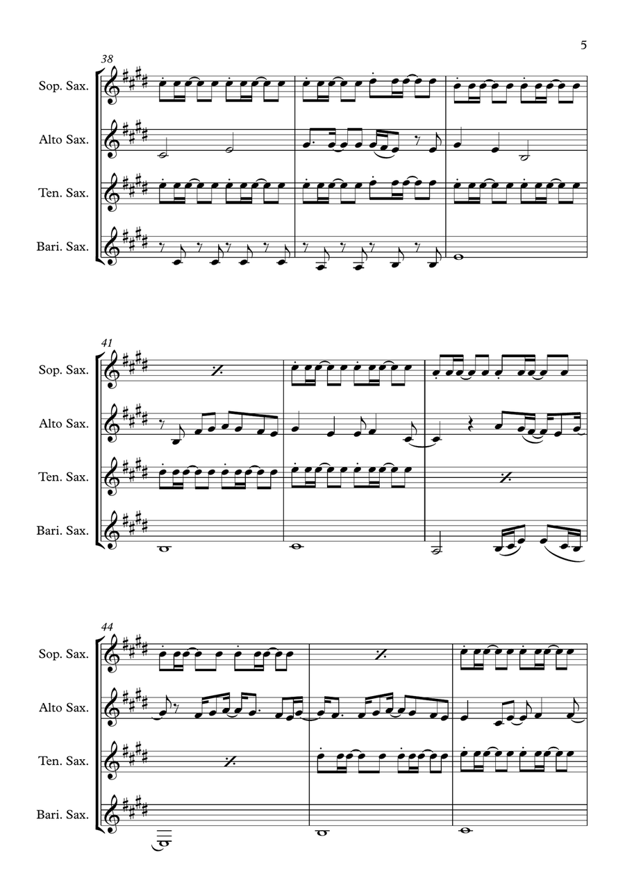 Hey, Soul Sister Hey, Soul Sister Saxophone Quartet scores gallery preview page 5
