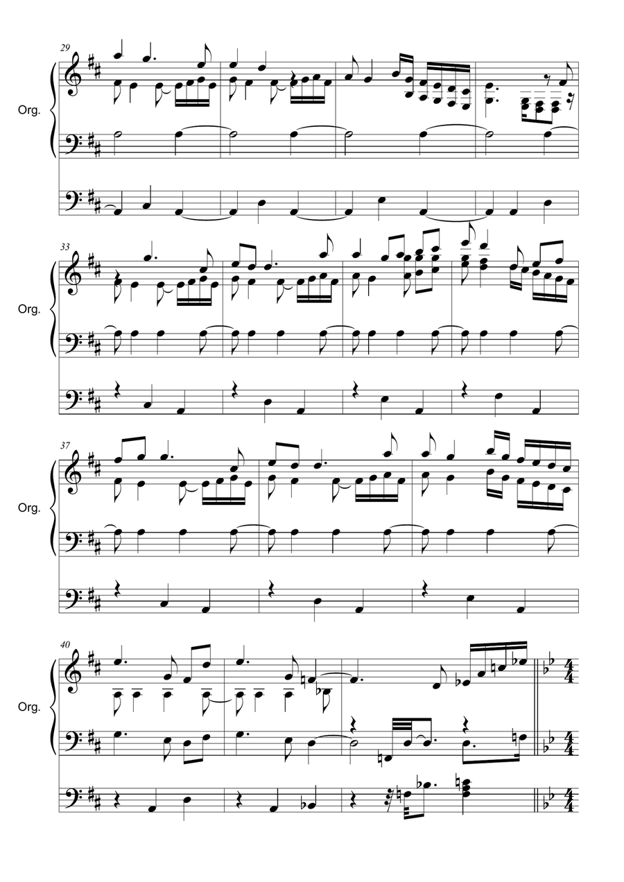 ADAGIO MOLTO E CANTABILE, From 9th Symphony, 3 Mov. - Arr. for Organ 3 staffs Organ Solo scores gallery preview page 3