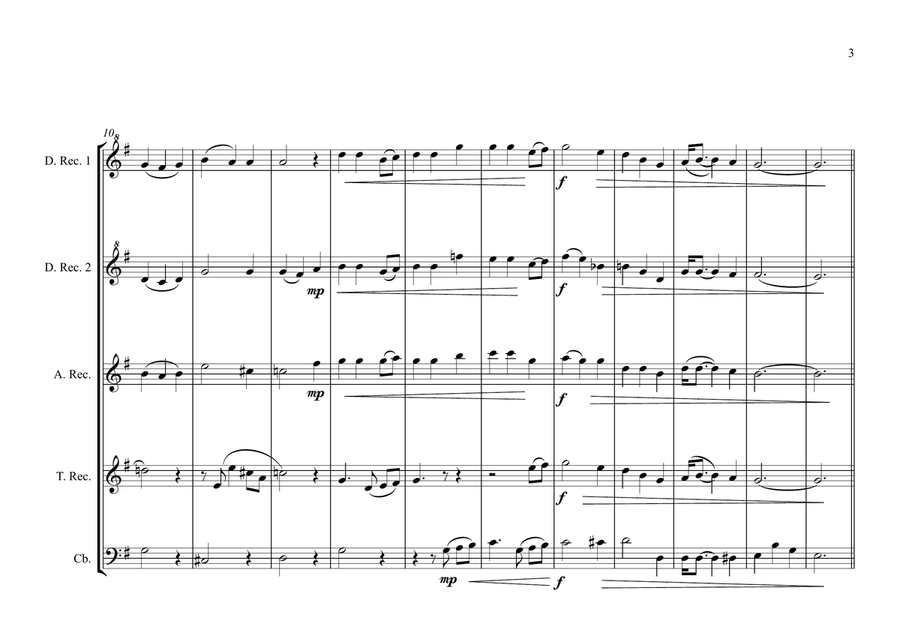 Welsh Regional Anthem for Recorder Consort (World National Anthem Series) Woodwind Quintet scores gallery preview page 3