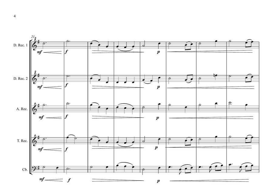 Welsh Regional Anthem for Recorder Consort (World National Anthem Series) Woodwind Quintet scores gallery preview page 4