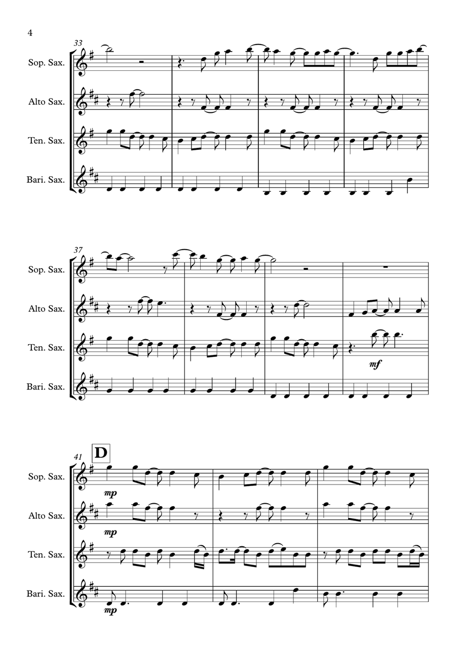 Just The Way You Are Just The Way You Are Saxophone Quartet scores gallery preview page 4