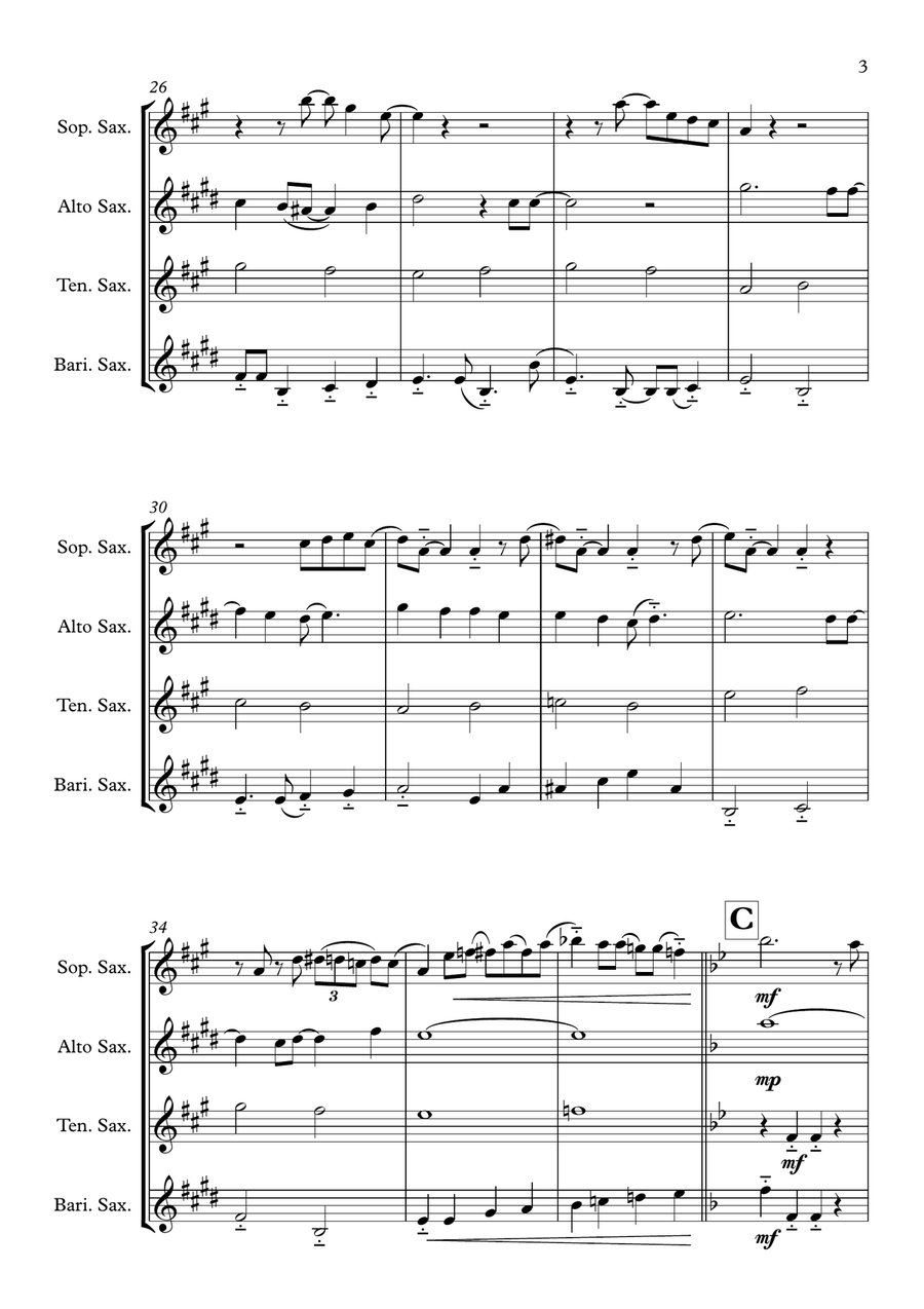 L-O-V-E L-O-V-E Saxophone Quartet scores gallery preview page 3