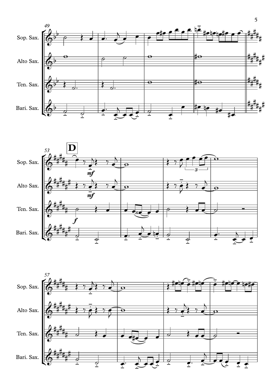 L-O-V-E L-O-V-E Saxophone Quartet scores gallery preview page 5