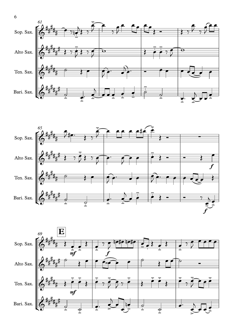 L-O-V-E L-O-V-E Saxophone Quartet scores gallery preview page 6