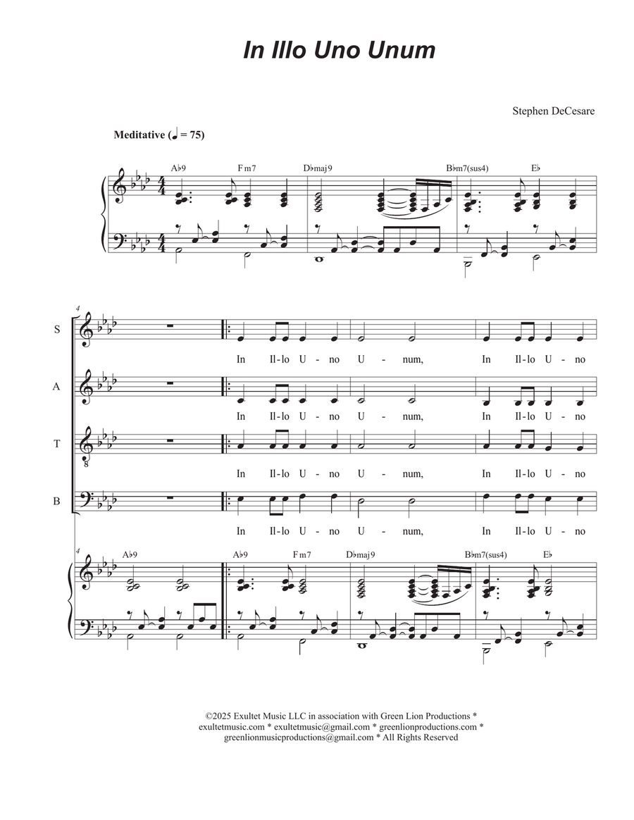 In Illo Uno Unum (Vocal solo with SATB) 4-Part scores gallery preview page 1