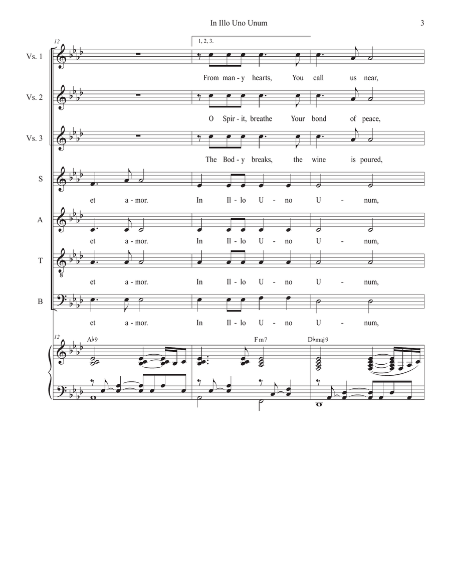 In Illo Uno Unum (Vocal solo with SATB) 4-Part scores gallery preview page 3