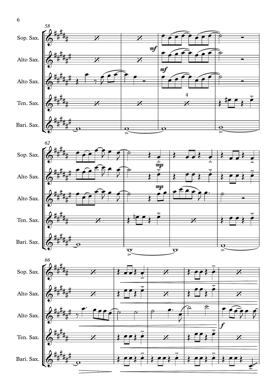 Love Is Easy Love Is Easy Saxophone Quartet scores gallery preview page 6