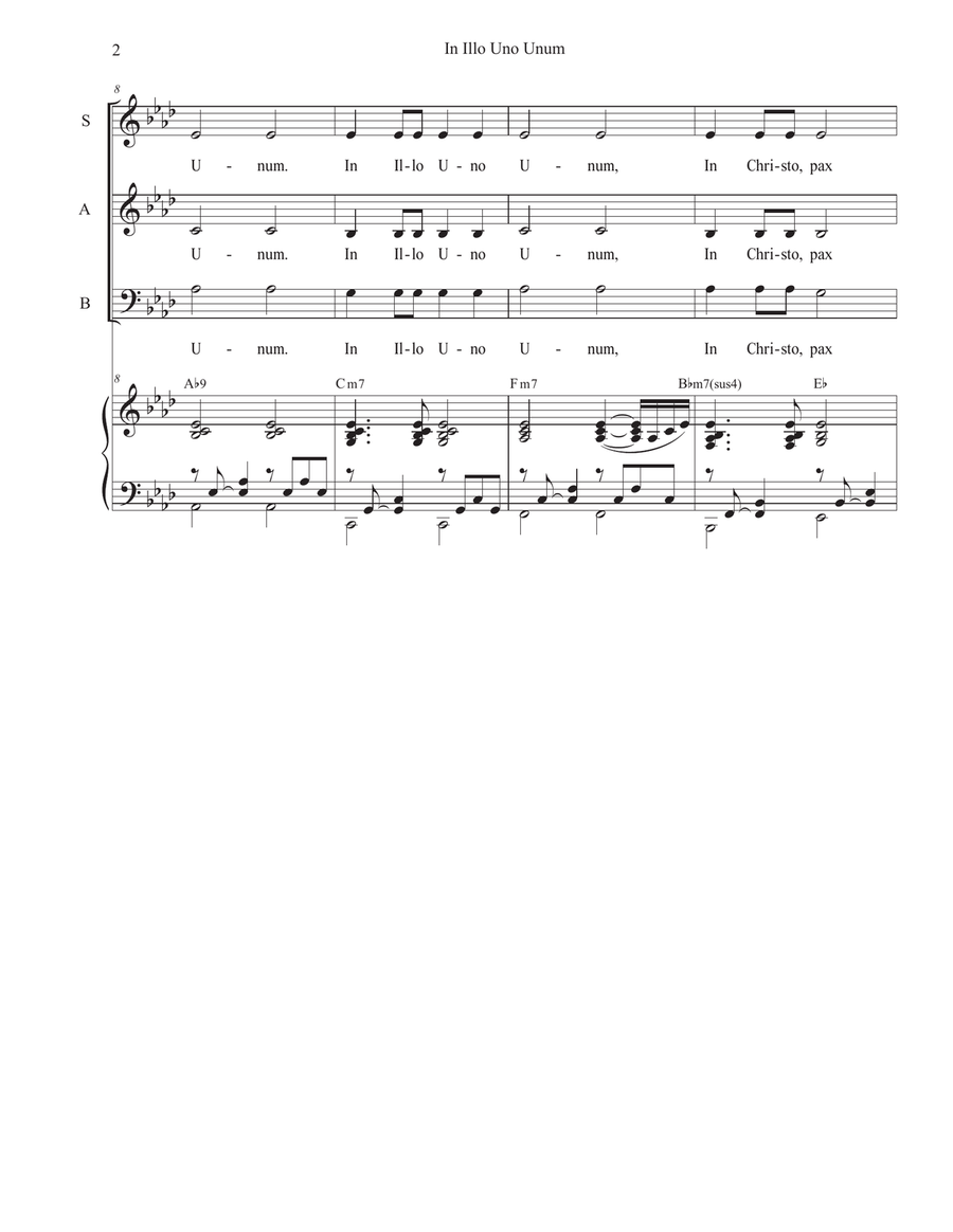 In Illo Uno Unum (Vocal solo with Vocal Trio - (SAB) 3-Part scores gallery preview page 2