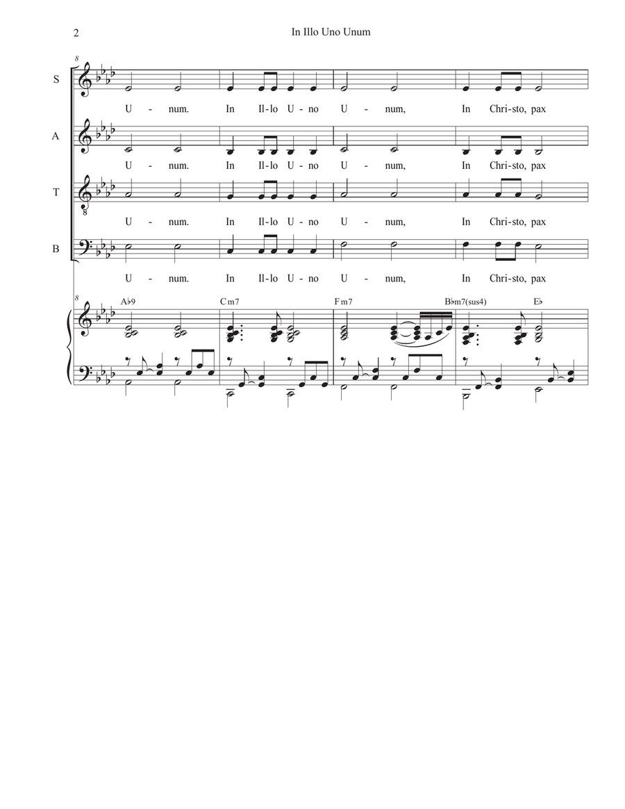 In Illo Uno Unum (Vocal solo with Vocal Quartet - (SATB) 4-Part scores gallery preview page 2
