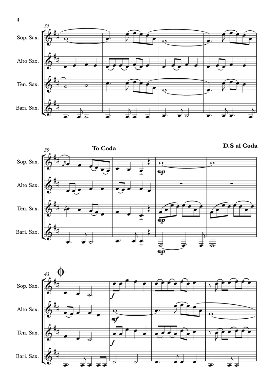 Love Story Love Story Saxophone Quartet scores gallery preview page 4