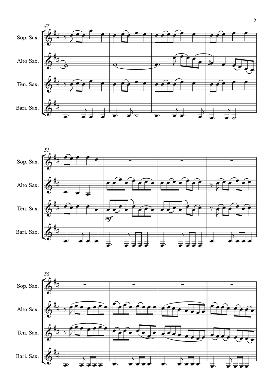 Love Story Love Story Saxophone Quartet scores gallery preview page 5