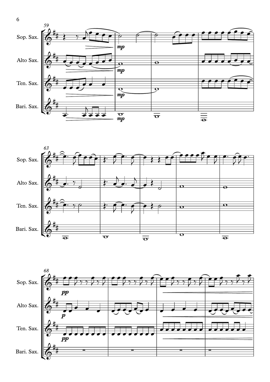 Love Story Love Story Saxophone Quartet scores gallery preview page 6