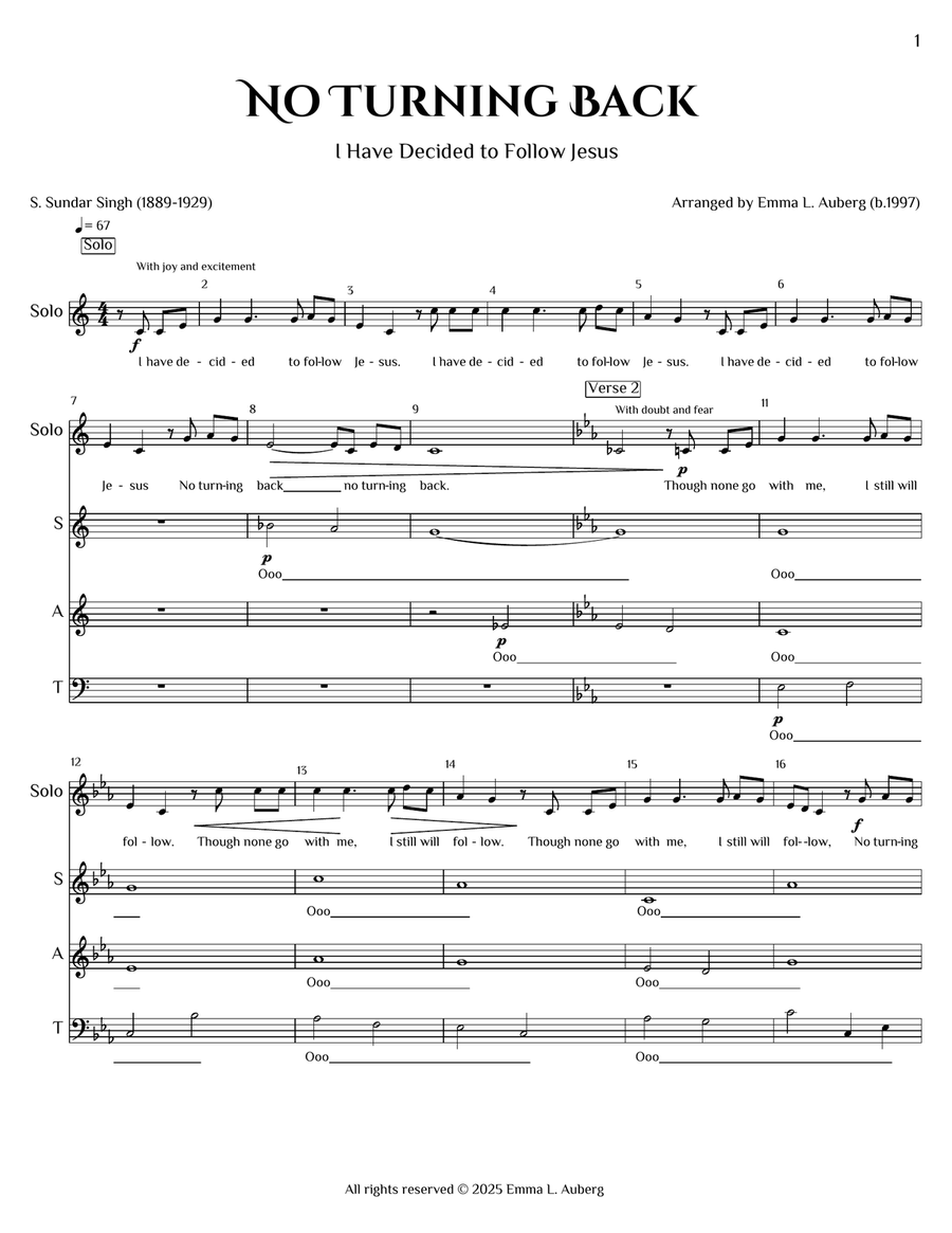 No Turning Back 4-Part scores gallery preview page 1