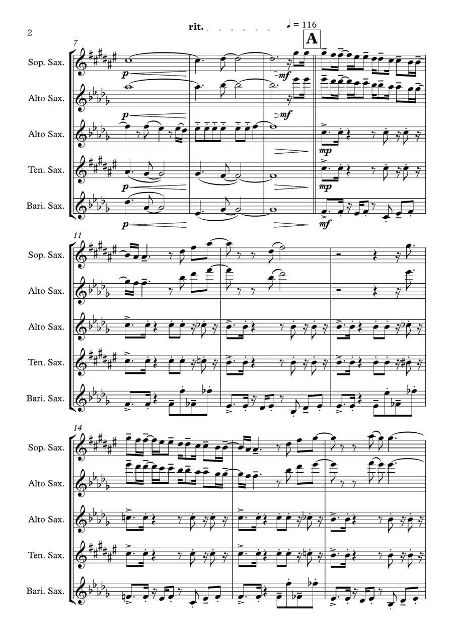 Murder On The Dancefloor Murder On The Dancefloor Saxophone Quartet scores gallery preview page 2