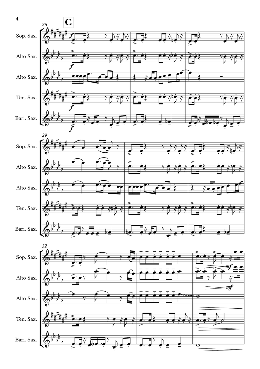 Murder On The Dancefloor Murder On The Dancefloor Saxophone Quartet scores gallery preview page 4