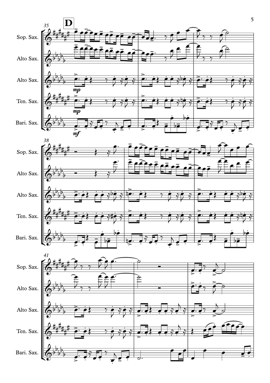 Murder On The Dancefloor Murder On The Dancefloor Saxophone Quartet scores gallery preview page 5