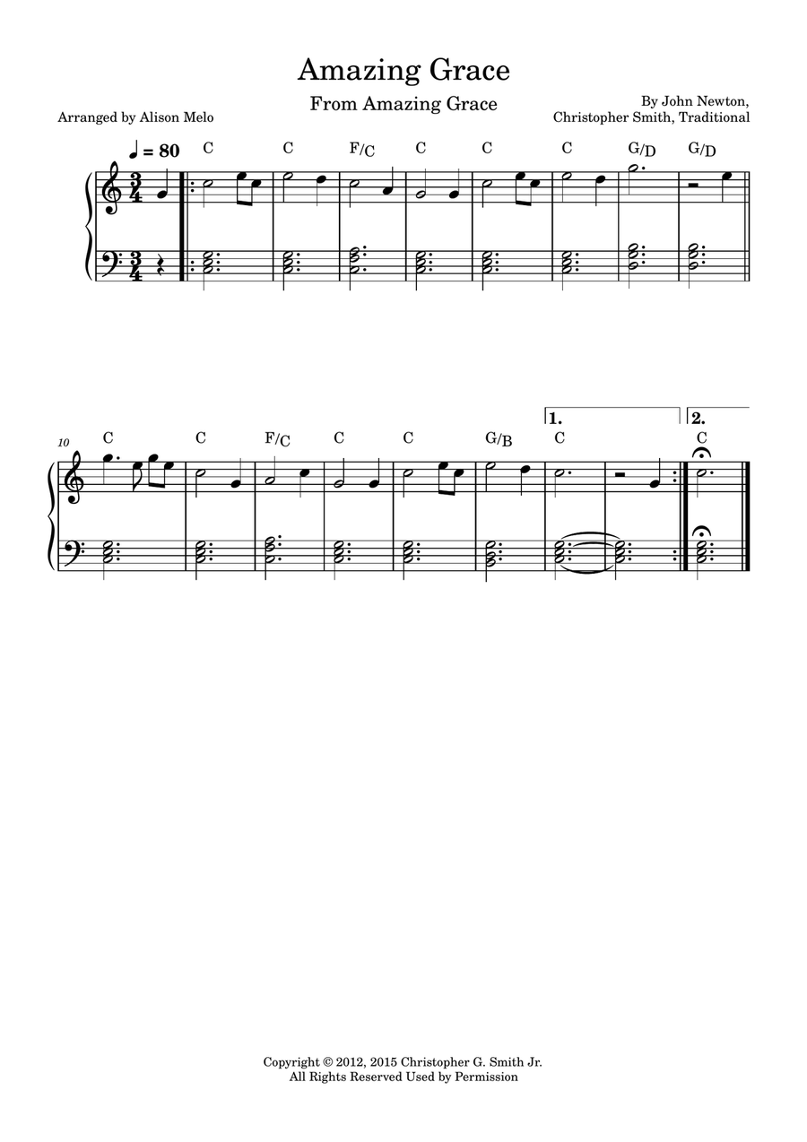 Amazing Grace Amazing Grace Easy Piano scores gallery preview page 1