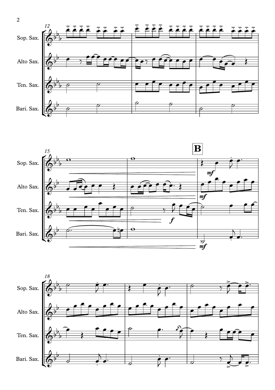 One Call Away One Call Away Saxophone Quartet scores gallery preview page 2