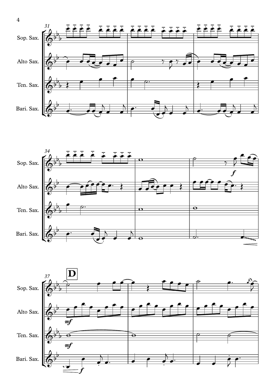 One Call Away One Call Away Saxophone Quartet scores gallery preview page 4