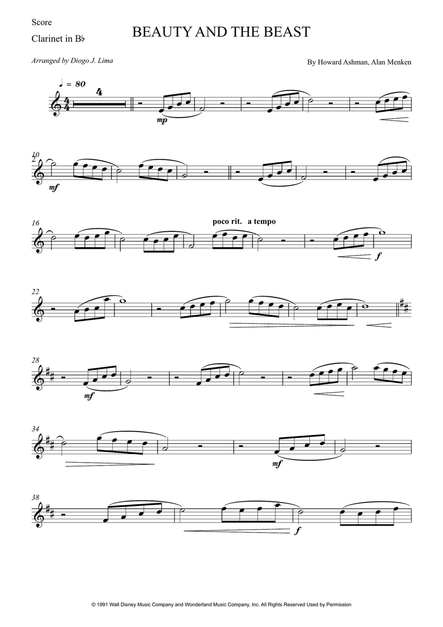Beauty And The Beast Beauty And The Beast Clarinet Solo scores gallery preview page 5