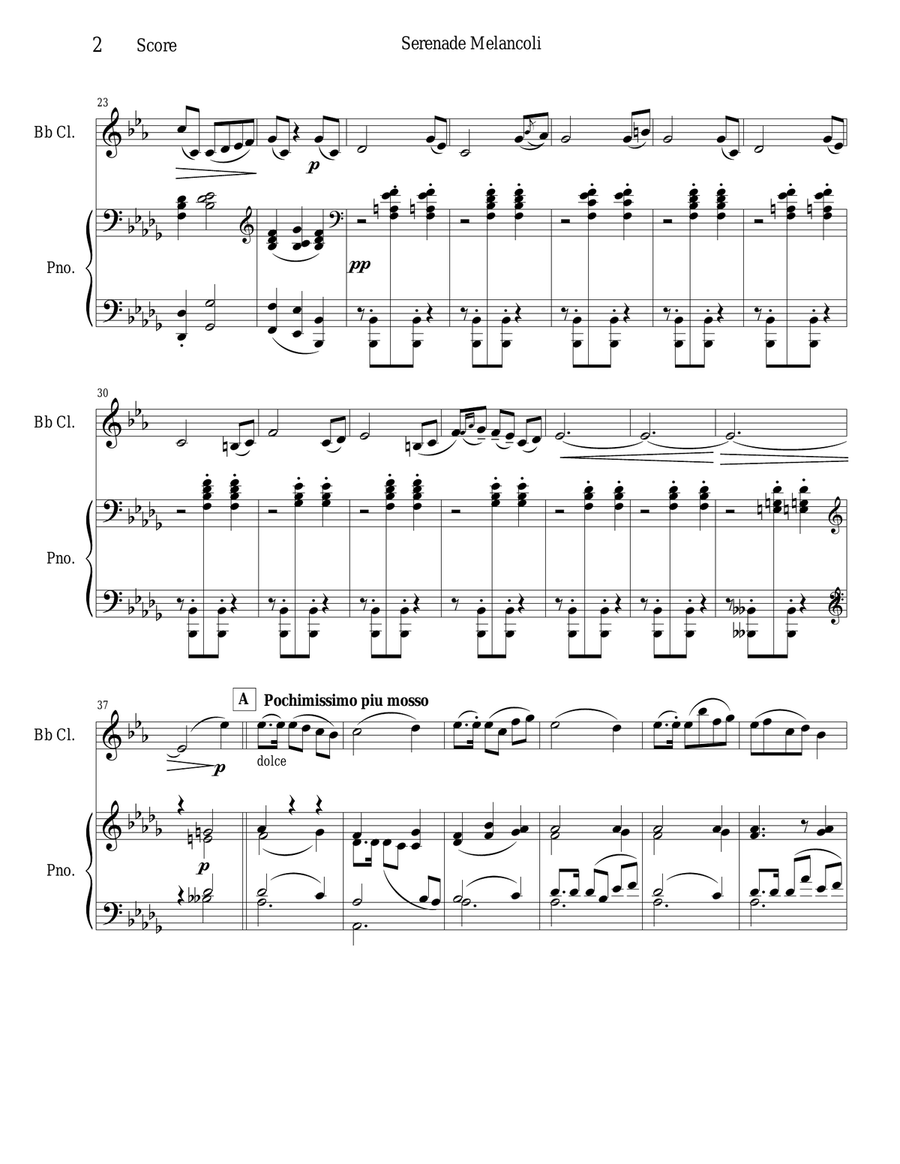 Serenade Melancoli - Opus 26 B-Flat Clarinet scores gallery preview page 2