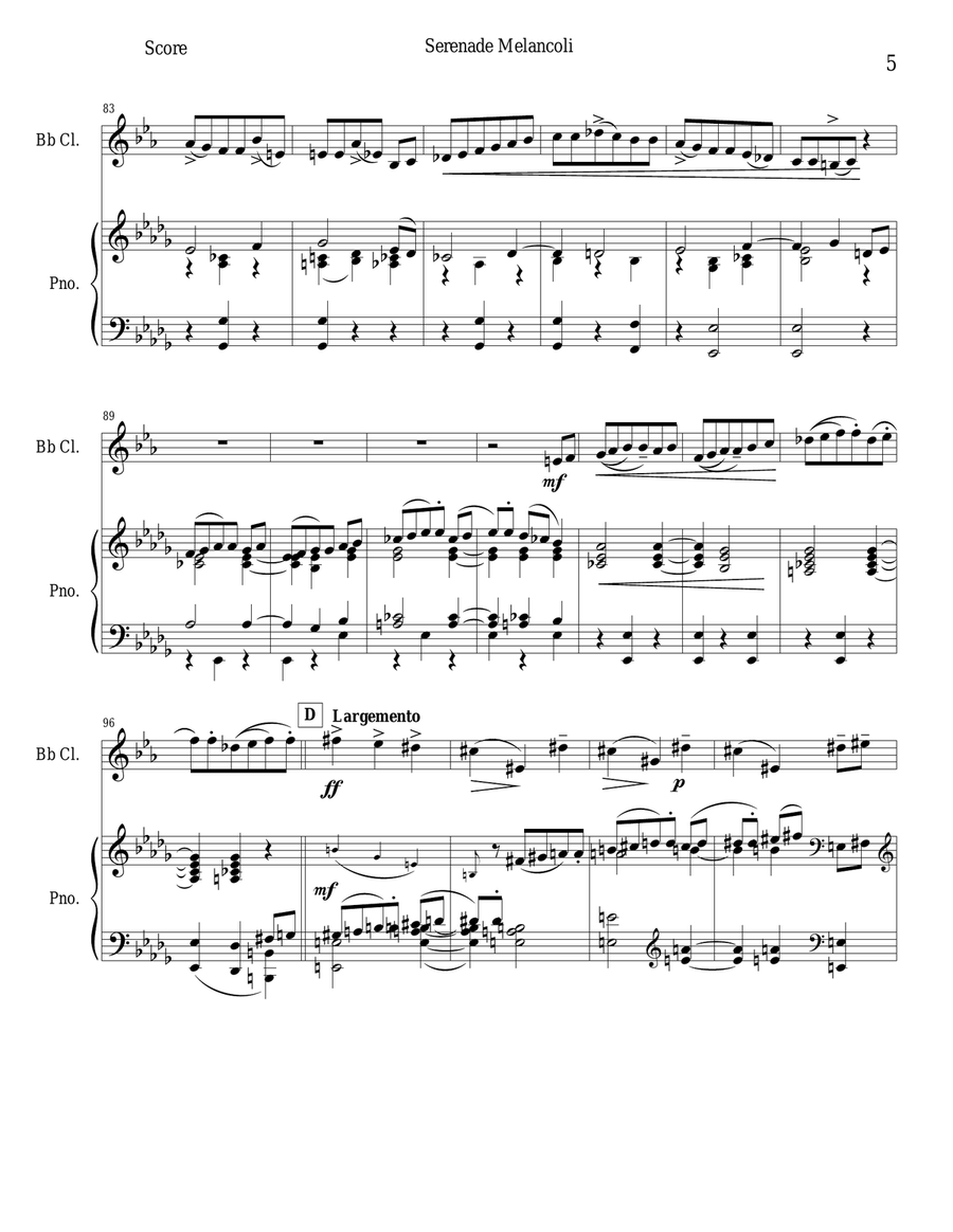 Serenade Melancoli - Opus 26 B-Flat Clarinet scores gallery preview page 5
