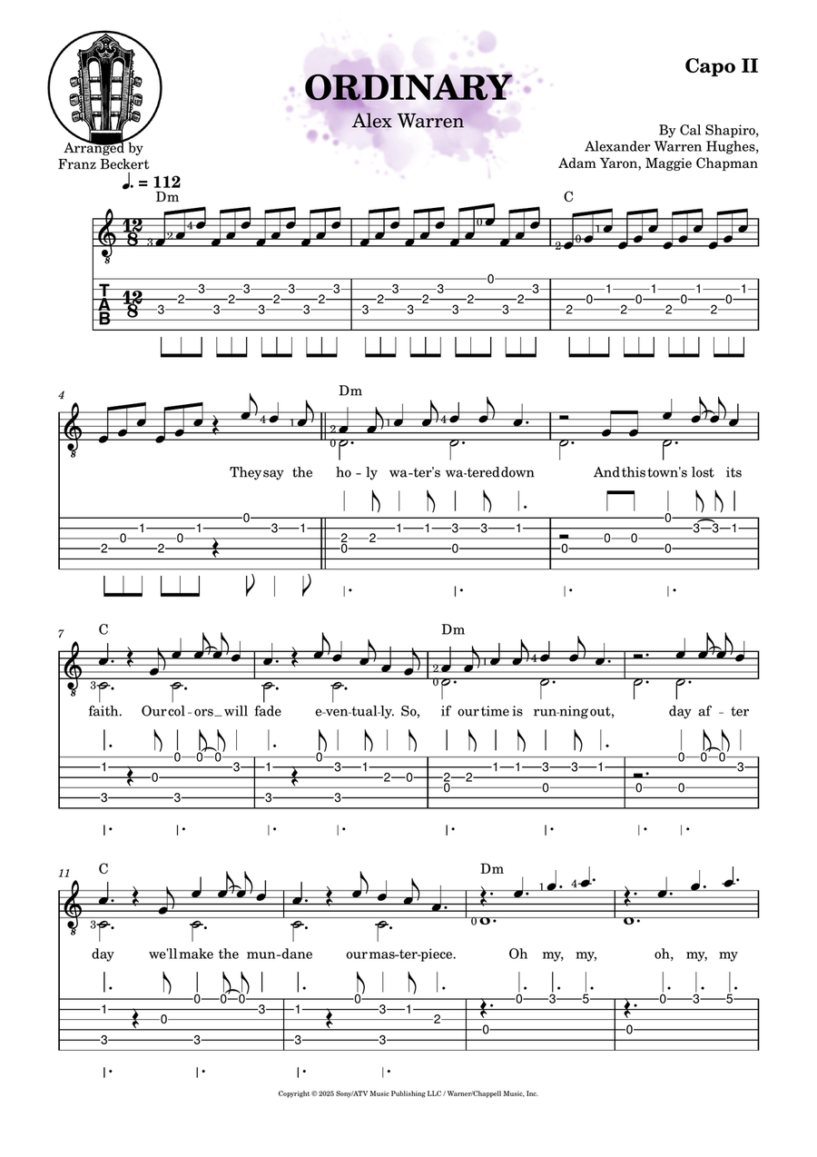 Ordinary Ordinary Acoustic Guitar scores gallery preview page 1