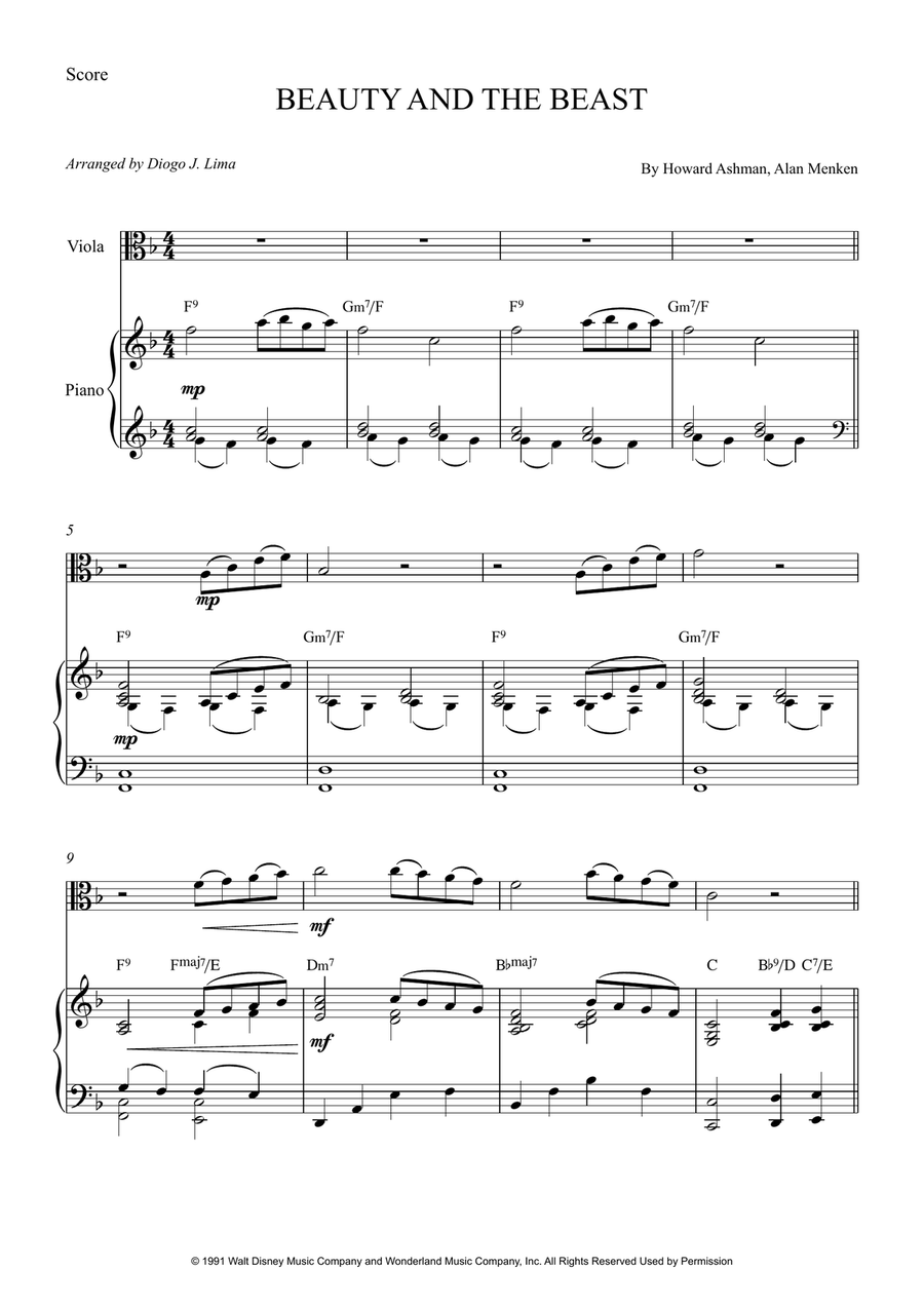 Beauty And The Beast Beauty And The Beast Viola scores gallery preview page 1