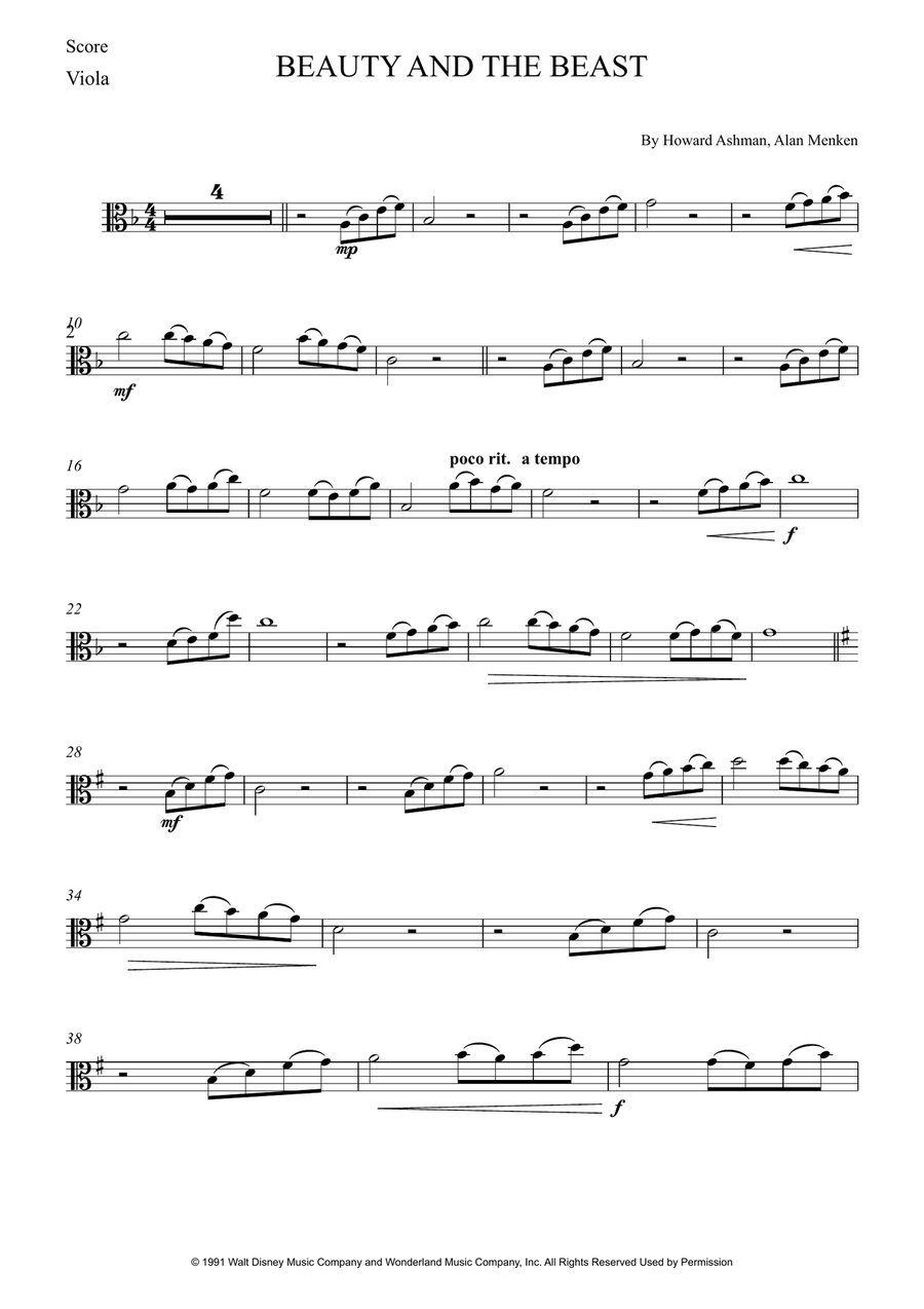 Beauty And The Beast Beauty And The Beast Viola scores gallery preview page 5
