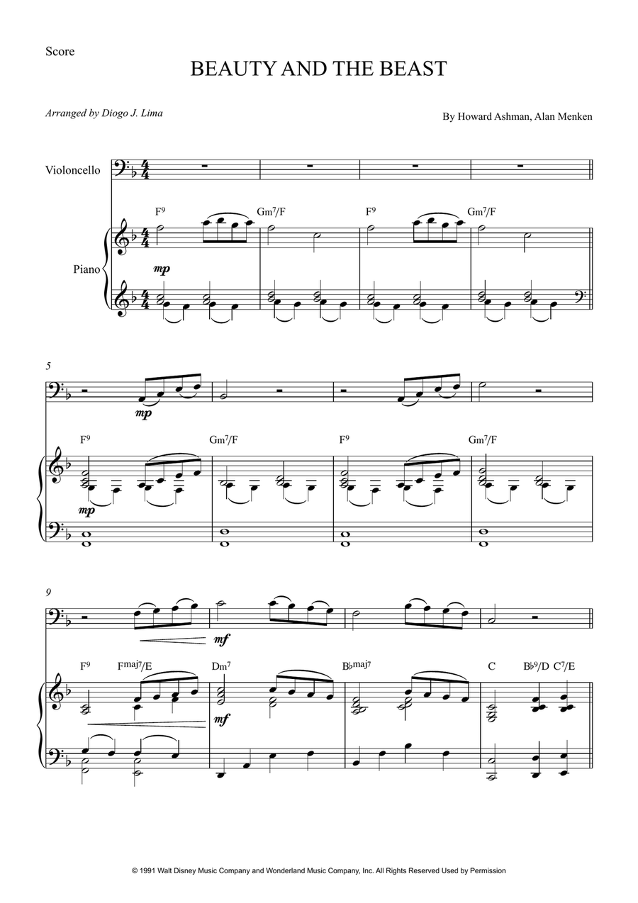 Beauty And The Beast Beauty And The Beast Piano scores gallery preview page 1