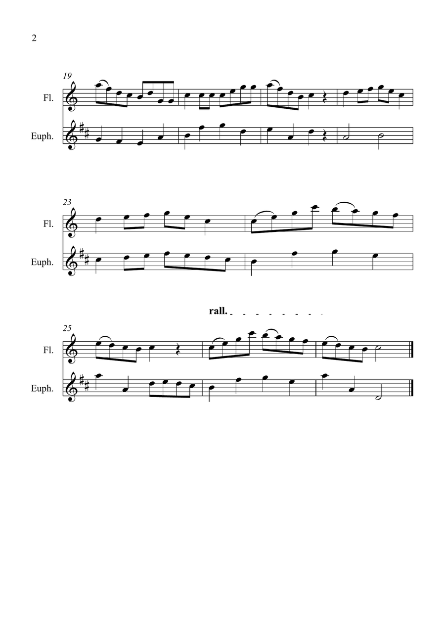 Early One Morning for Flute and Euphonium Duet Flute scores gallery preview page 2