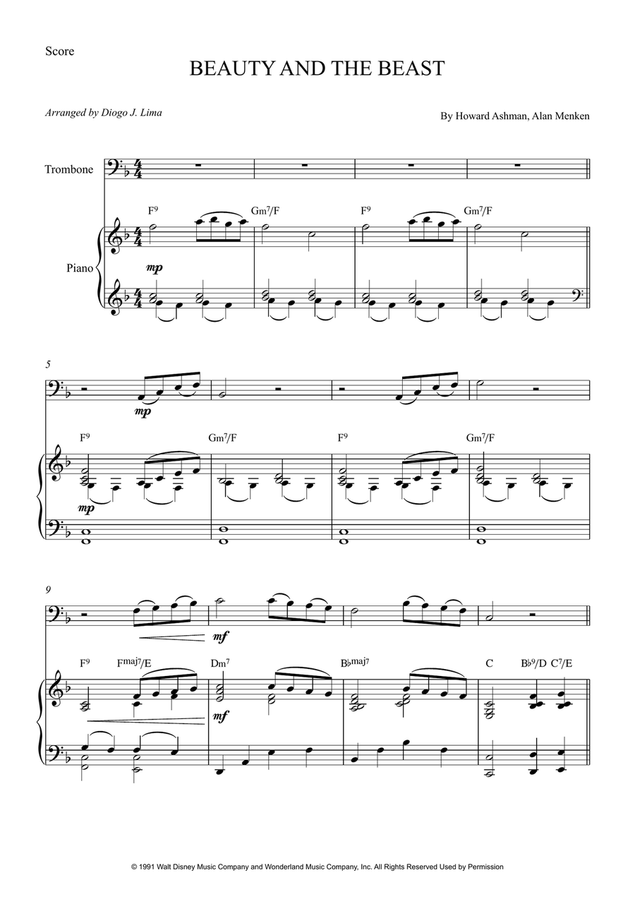 Beauty And The Beast Beauty And The Beast Easy Piano scores gallery preview page 1