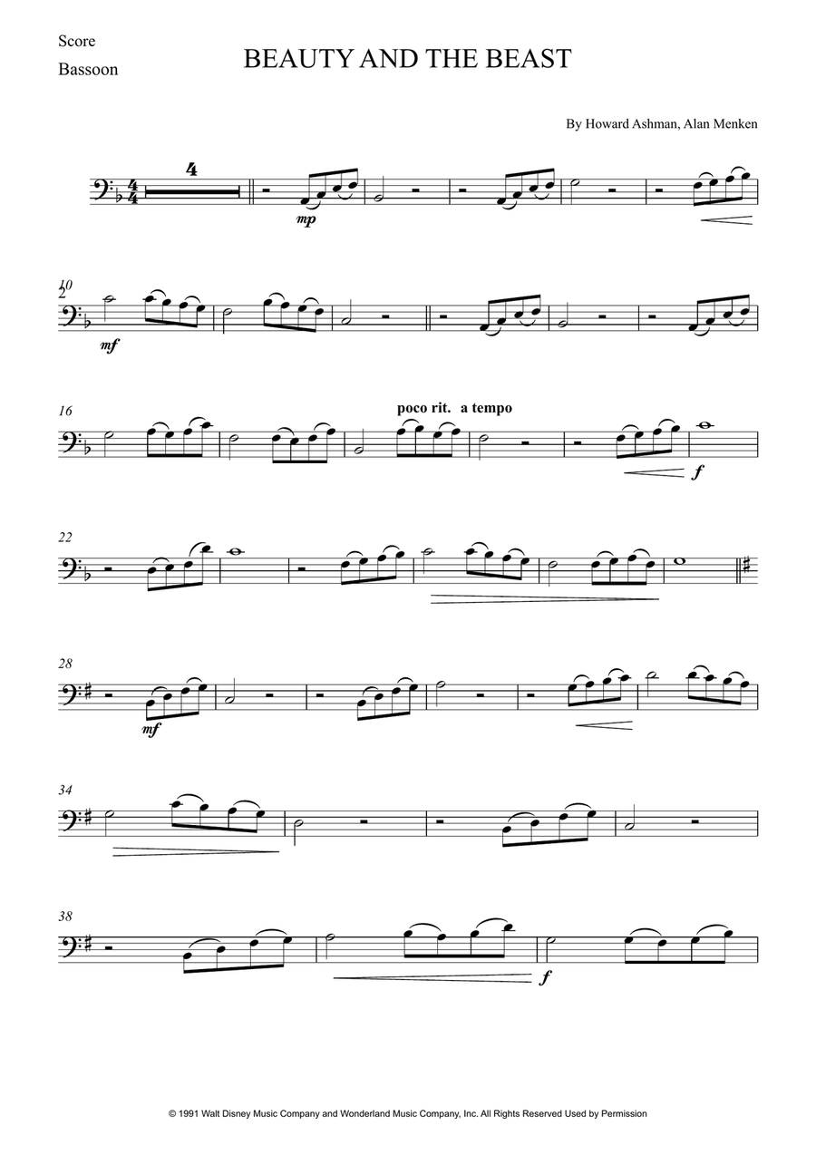 Beauty And The Beast Beauty And The Beast Bassoon scores gallery preview page 5