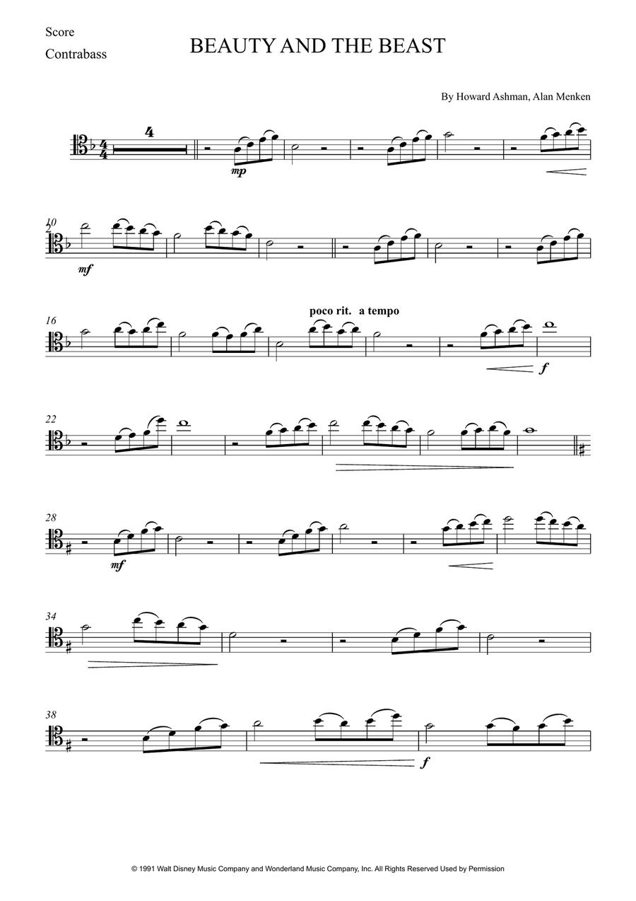 Beauty And The Beast Beauty And The Beast Double Bass scores gallery preview page 5