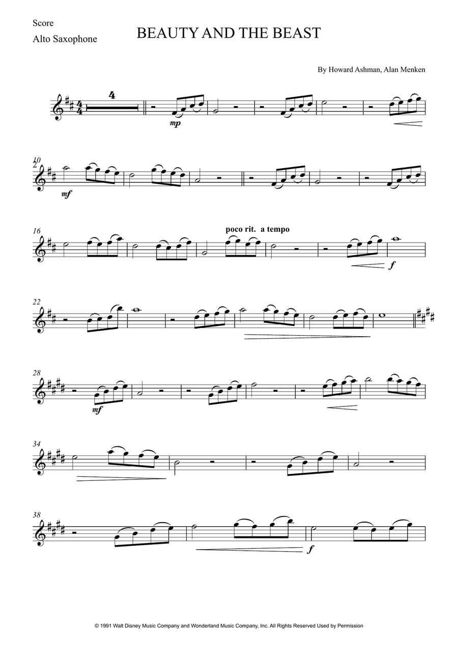 Beauty And The Beast Beauty And The Beast Alto Saxophone scores gallery preview page 5