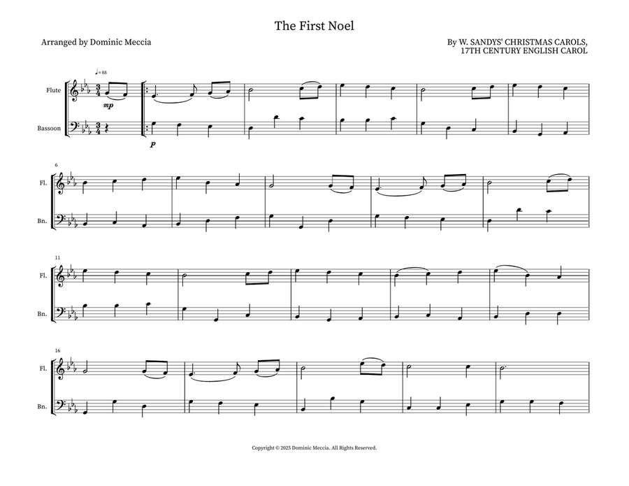 The First Noel The First Noel Woodwind Duet scores gallery preview page 1