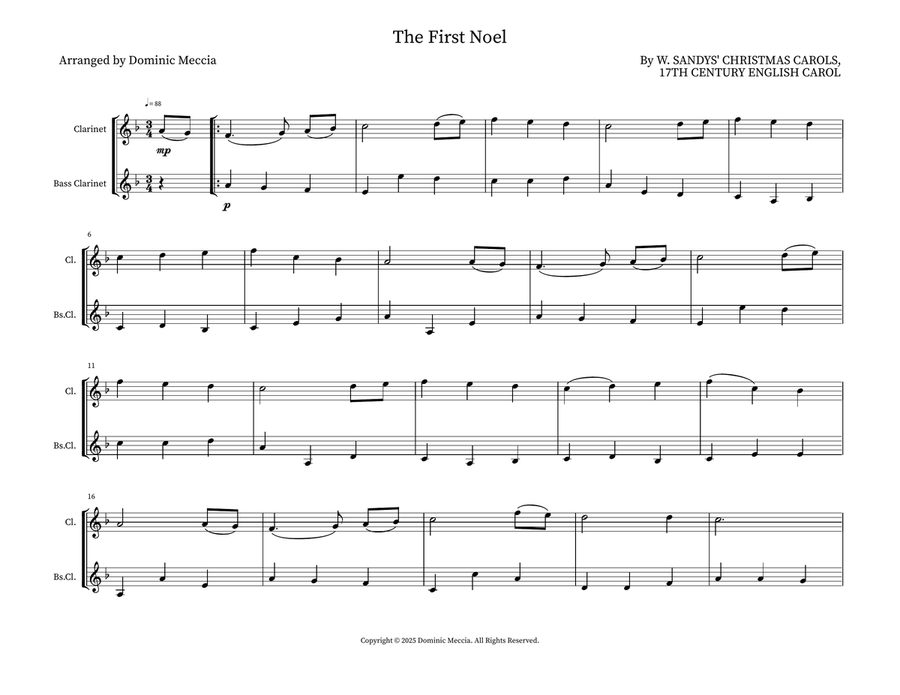 The First Noel The First Noel Woodwind Duet scores gallery preview page 1