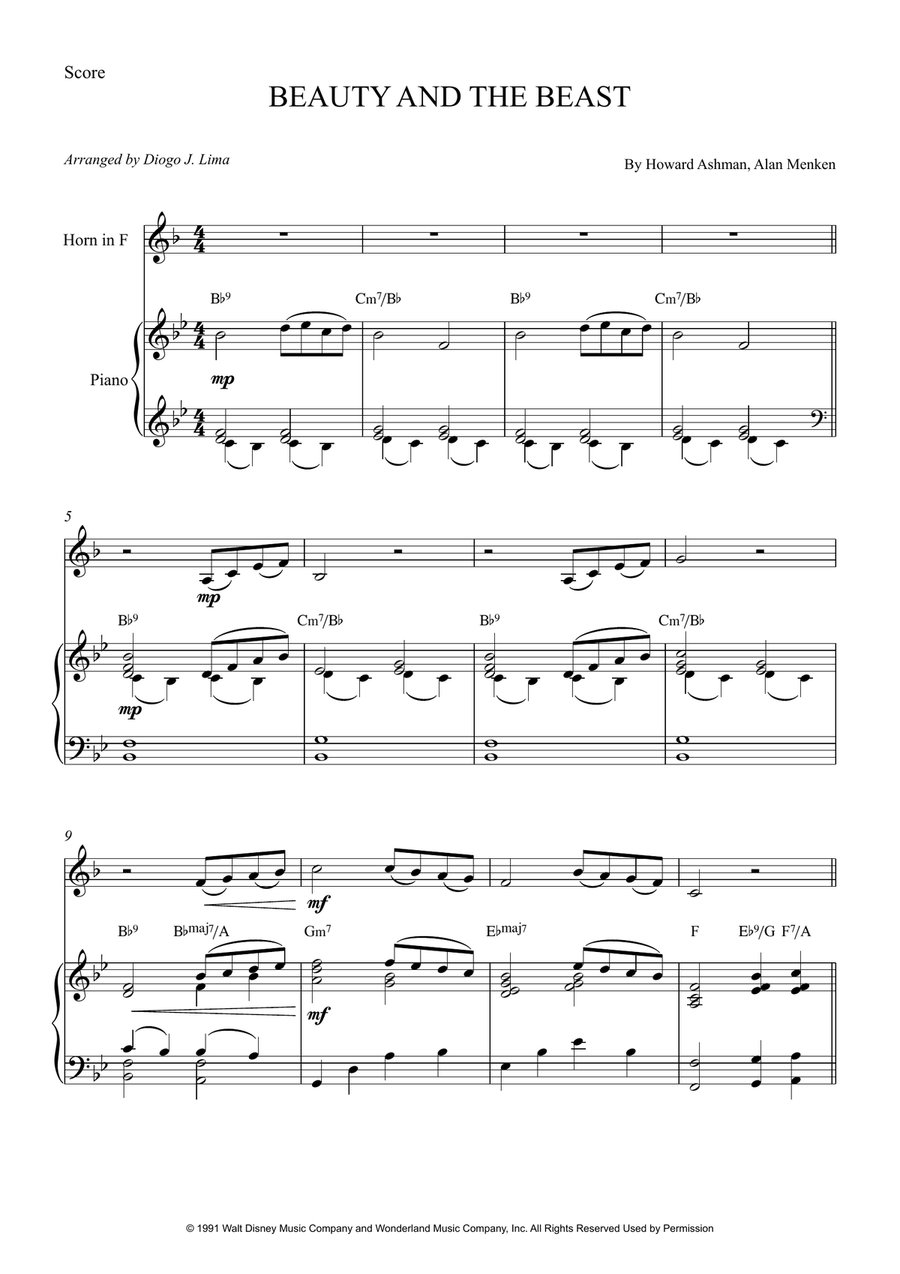 Beauty And The Beast Beauty And The Beast Piano scores gallery preview page 1