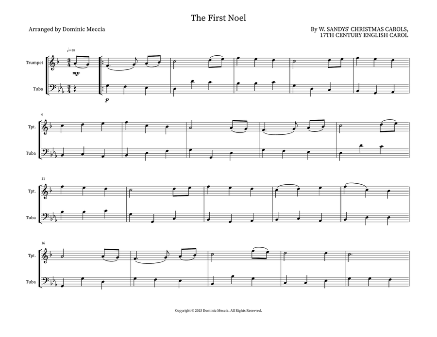 The First Noel The First Noel Brass Duet scores gallery preview page 1