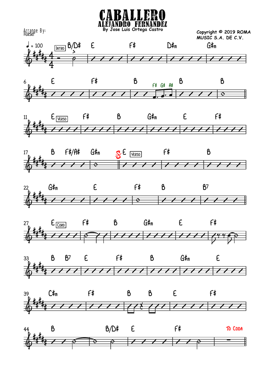 Caballero Caballero Easy Piano scores gallery preview page 1
