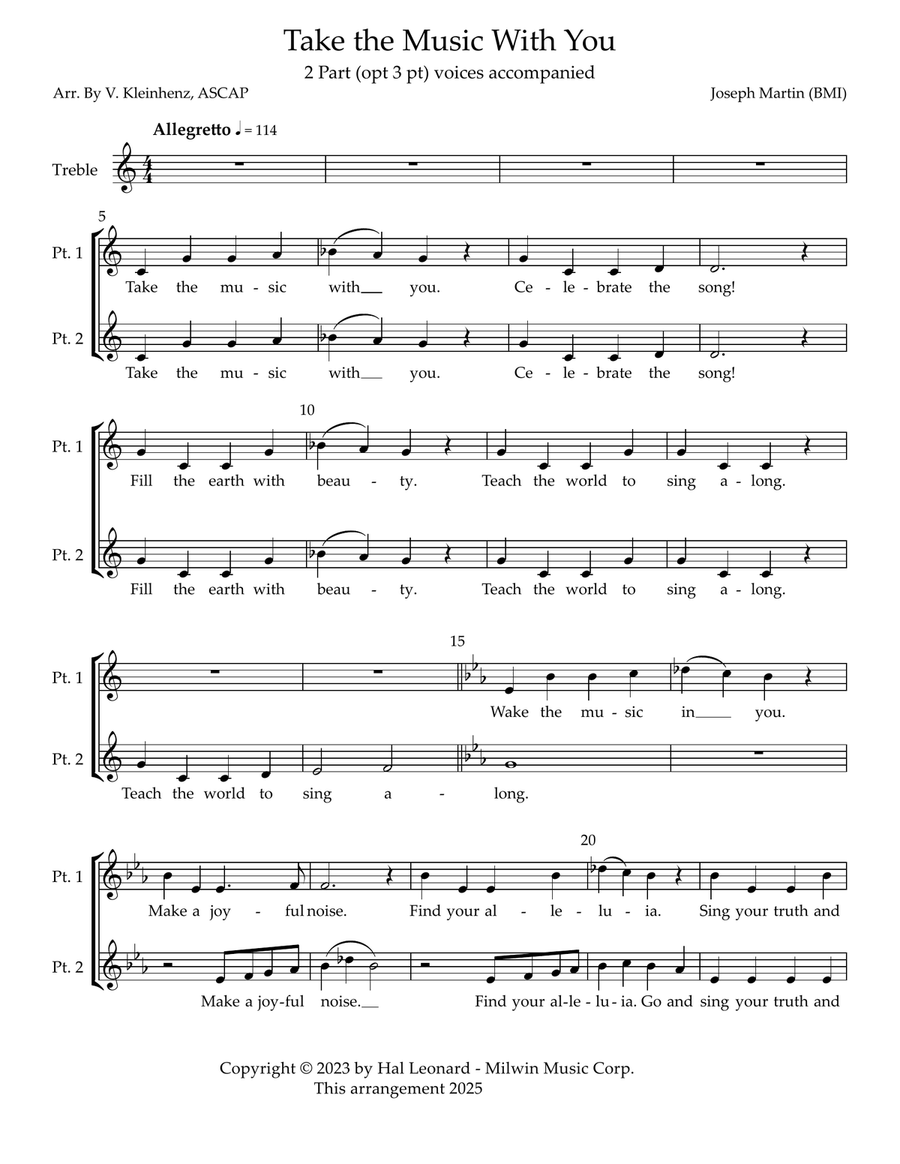 Take The Music With You Take The Music With You 2-Part scores gallery preview page 1
